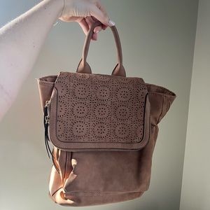 Anne Klein brown suede mini backpack